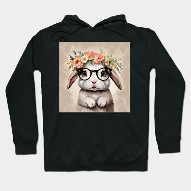 Baby Bunny Wearing Glasses Hoodie by LittleBean